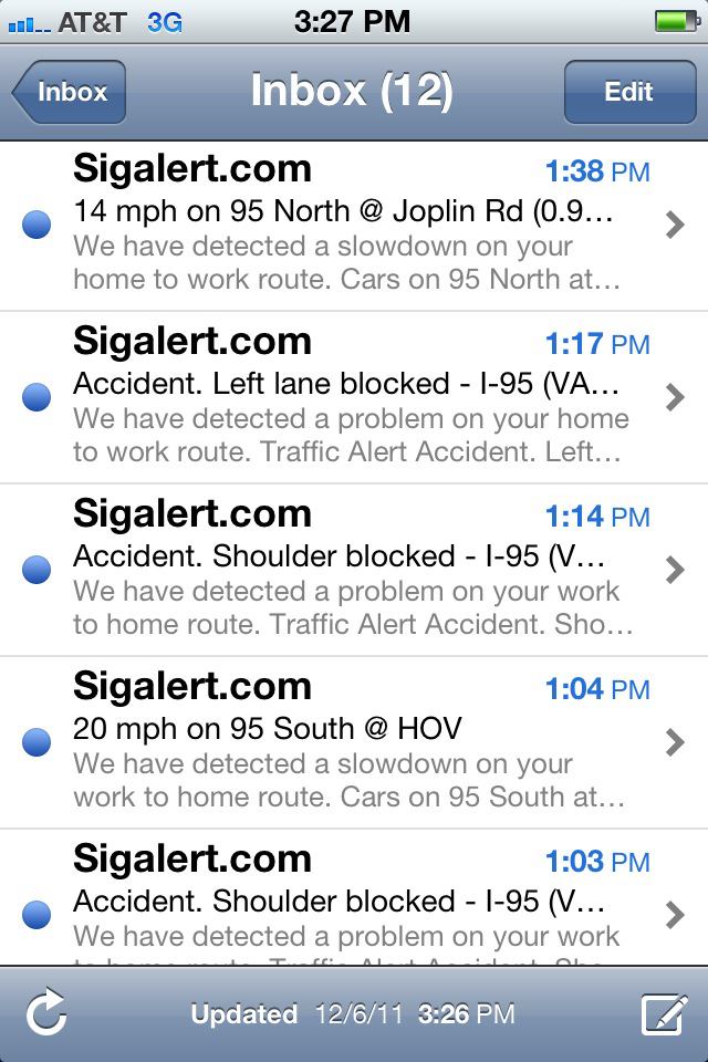 Traffic alerts on a vacation day.